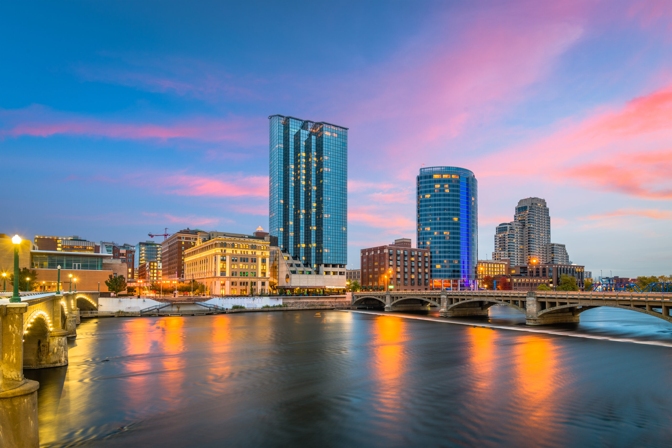 Grand Rapids, Michigan View Of The City From The River